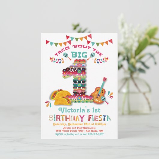 Mexican Fiesta the Big One 1st Birthday Invitation Kaart (Staand voorkant)