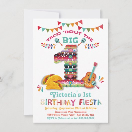 Mexican Fiesta the Big One 1st Birthday Invitation Kaart (Voorkant)