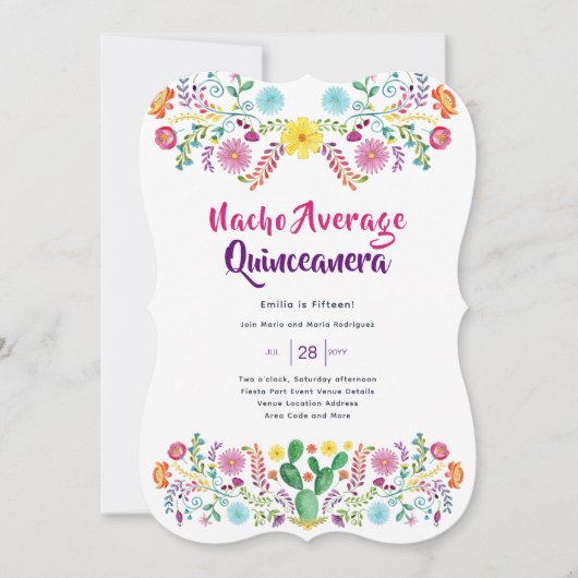 Mexican FIESTA Uitnodigingen FolkArt NACHO GEMIDDE (Voorkant)