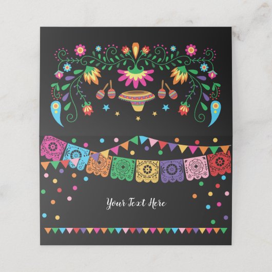 Mexican Fiesta Verjaardagsfeest Decor Confetti Plaatskaartje (Buitenkant ongevouwen)
