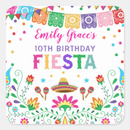 Mexican Fiesta Verjaardagsfeestje Favorieten Baby Vierkante Sticker