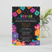 Mexican Fiesta Vivid Florals Rehearsal Dinner Kaart (Staand voorkant)
