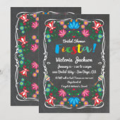 Mexican Fiesta Vrijgezellenfeest Flower Chalkboard Kaart (Voorkant / Achterkant)