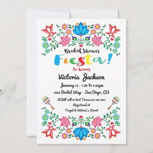 Mexican Fiesta Vrijgezellenfeest Flower Folkart Ka Kaart (Voorkant)