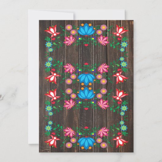 Mexican Fiesta Vrijgezellenfeest Flower Folkart Ka Kaart (Achterkant)