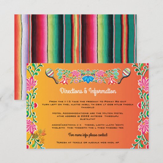 Mexican Fiesta Wedding Info cards Informatiekaartje (Voorkant / Achterkant)