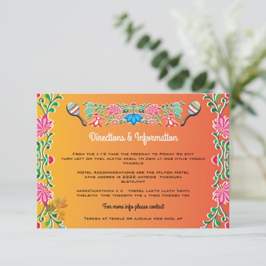 Mexican Fiesta Wedding Info cards Informatiekaartje (Staand voorkant)