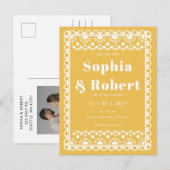 Mexican Fiesta Yellow Papel Picado Bewaar de datum Aankondigingskaart (Voorkant / Achterkant)