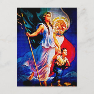 Mexican Flag Woman and Child Briefkaart
