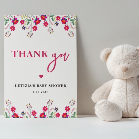 Mexican Floral Baby in Bloom Baby shower Bedankkaart