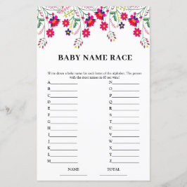 Mexican Floral Baby Naam Race Baby shower Game