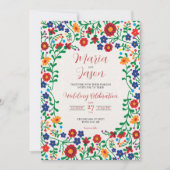 Mexican Floral Colorful Folk Art Wedding Kaart (Voorkant)