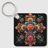 Mexican Floral Cross Design Sleutelhanger (Voorkant)