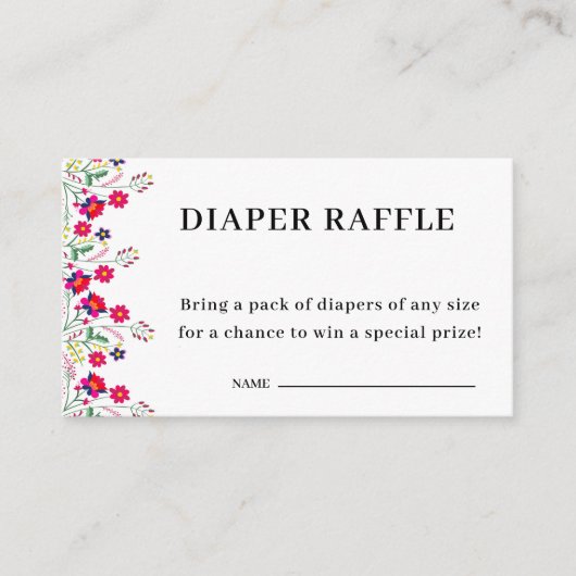 Mexican Floral | Diaper Raffle | Baby Shower  Informatiekaartje (Voorkant)