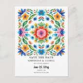 Mexican Floral Fiesta Bewaar de datum Aankondigingskaart (Voorkant)