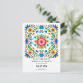 Mexican Floral Fiesta Bewaar de datum Aankondigingskaart (Staand voorkant)