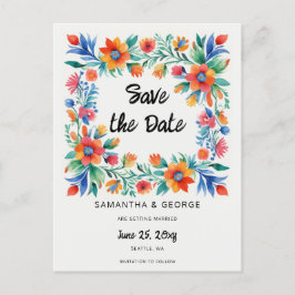 Mexican Floral Fiesta Bewaar de datum Aankondigingskaart