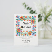 Mexican Floral Fiesta Bewaar de datum Aankondigingskaart (Staand voorkant)