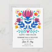 Mexican Floral Fiesta Bewaar de datum Aankondigingskaart (Voorkant / Achterkant)