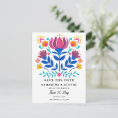 Mexican Floral Fiesta Bewaar de datum Aankondigingskaart (Staand voorkant)