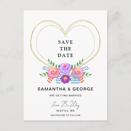 Mexican Floral Fiesta Save The Date Aankondigingskaart (Voorkant)