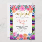 Mexican Floral Gold Glitter verlovingsfeest Kaart (Voorkant)