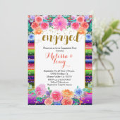 Mexican Floral Gold Glitter verlovingsfeest Kaart (Staand voorkant)