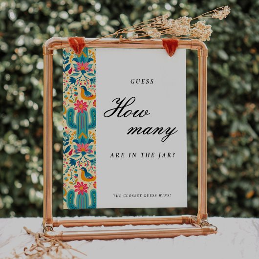 Mexican Floral Hoeveel kussen Vrijgezellenfeest te Poster