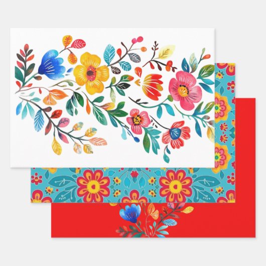 Mexican Floral Inpakpapier Vel (Set)