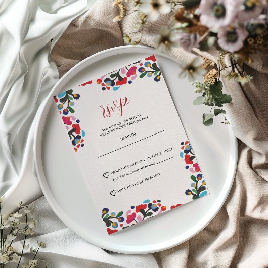 Mexican Floral Kleurrijke Fiesta bruiloft RSVP Kaa
