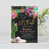 Mexican Floral Let's Fiesta Birthday Party Kaart (Staand voorkant)