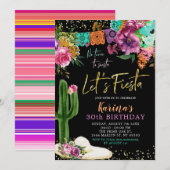 Mexican Floral Let's Fiesta Birthday Party Kaart (Voorkant / Achterkant)