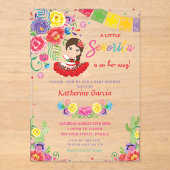 Mexican Floral Little Senorita Girl Baby shower Acryl Uitnodigingen (Voorkant)
