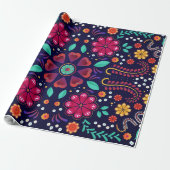 Mexican Floral Pattern Cadeaupapier (Uitgerold)