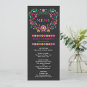 Mexican Floral Pattern Wedding Fiesta Menu Kaart (Staand voorkant)