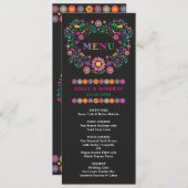 Mexican Floral Pattern Wedding Fiesta Menu Kaart (Voorkant / Achterkant)