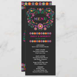 Mexican Floral Pattern Wedding Fiesta Menu Kaart