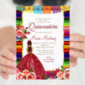 Mexican Floral Quinceañera Invitation Kaart
