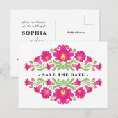 Mexican Floral Save The Date Briefkaart (Voorkant / Achterkant)