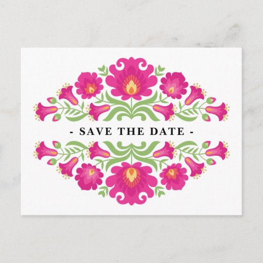 Mexican Floral Save The Date Briefkaart (Voorkant)