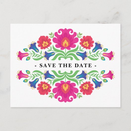 Mexican Floral Save The Date Briefkaart (Voorkant)