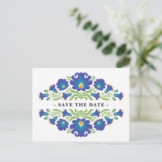 Mexican Floral Save The Date Briefkaart (Staand voorkant)