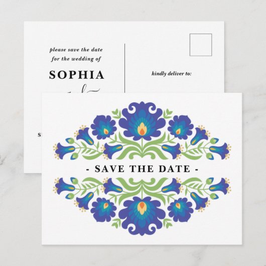 Mexican Floral Save The Date Briefkaart (Voorkant / Achterkant)