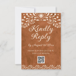 Mexican Floral Wedding QR code RSVP Kaartje