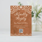 Mexican Floral Wedding QR code RSVP Kaartje (Staand voorkant)