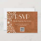Mexican Floral Wedding QR code RSVP Kaartje (Voorkant)