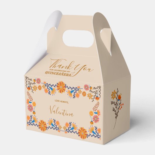Mexican Floral Western Earth Tone Dank u Script Bedankdoosjes (Voorkant Zijde)