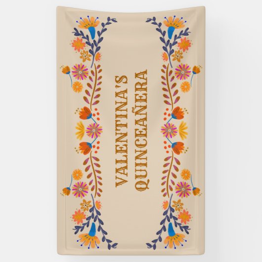 Mexican Floral Western Typografie op maat Spandoek (Verticaal)