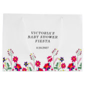 Mexican Flowers Baby shower Fiesta Groot Cadeauzakje (Achterkant)