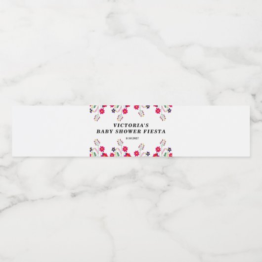 Mexican Flowers Baby shower Fiesta Waterfles Etiket (Enkel label)